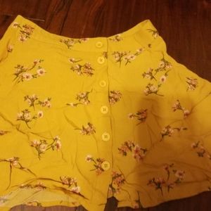 Yellow Floral Print Skirt